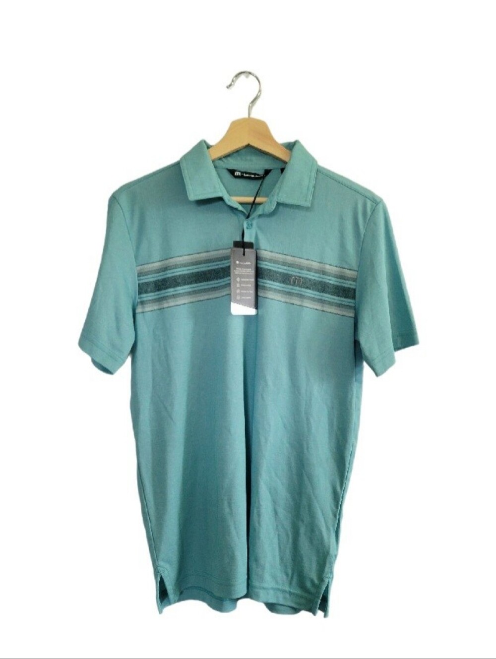 NWT Travis Matthews Framingham Golf Polo Shirt Teal Sz S Pima Cotton Blend